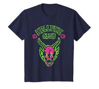 Stranger Things Hellfire Neon Sketch Logo Maglietta, Bambini, Navy, 10 Anni