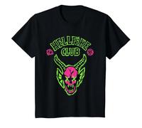 Stranger Things Hellfire Neon Sketch Logo Maglietta, Bambini, Nero, 12 Anni