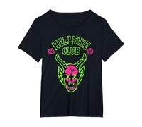 Stranger Things Hellfire Neon Sketch Logo Maglietta, Donna Plus-Size, Nero, 1X