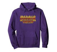 Stranger Things - Logo Fiamma Gialla Felpa con Cappuccio, Unisex per Adulti, Viola, M