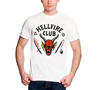 Stranger Things - Maglietta con logo Hellfire Club, colore: Bianco, bianco, L