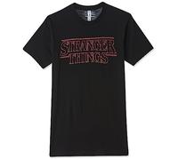 Stranger Things - Maglietta da Uomo, Maglie con Logo Neon - Nero - S