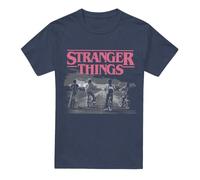 Stranger Things Maglietta Unisex con Poster della Stagione 1 con Scena ciclistica, Blu Navy mélange, S, Heather Navy, S