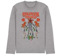 Stranger Things Maglietta Unisex Stranger Things Christmas Demogorgon, Dice, Canes And Cookies a Maniche Lunghe, t-Shirt Atletica Erica, Grigio (Athletic Heather), S