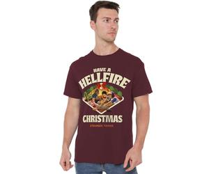 Stranger Things Maglietta Unisex Stranger Things Have a Hellfire Christmas Festive Board Games, Maglietta Unisex Bordeaux, Borgogna, 4XL