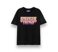 Stranger Things Maglietta Unisex | T-Shirt Grafica a Maniche Corte con Logo retrò per Adulti in Nero | Hawkins Vintage Classic 80s Old School Apparel Top | Programma TV Netflix