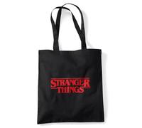 Stranger Things Main Logo Borsa Riutilizzabile Per La Spesa Da Viaggio, Nera