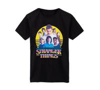 Stranger Things Nero Multi-Character Placement Print T-shirt a maniche corte Rag