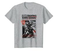 Stranger Things Newspaper Demogorgon Sighting Maglietta, Bambini, Grigio Melange, 4 Anni