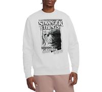 Stranger Things Newspaper Vecna Felpa Unisex, Bianco, XL