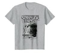 Stranger Things Newspaper Vecna Maglietta, Bambini, Grigio Melange, 10 Anni