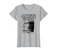 Stranger Things Newspaper Vecna Maglietta, Donna, Grigio Melange, L
