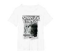 Stranger Things Newspaper Vecna Maglietta, Donna Plus-Size, Bianco, 2X