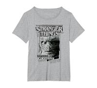 Stranger Things Newspaper Vecna Maglietta, Donna Plus-Size, Grigio Melange, 2X
