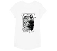 Stranger Things Newspaper Vecna Maglietta, Ragazze, Bianco, XS