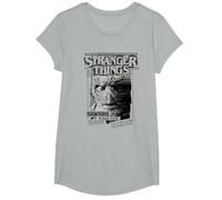 Stranger Things Newspaper Vecna Maglietta, Ragazze, Grigio Melange, M