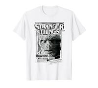 Stranger Things Newspaper Vecna Maglietta, Uomo, Bianco, M