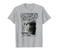 Stranger Things Newspaper Vecna Maglietta, Uomo, Grigio Melange, M
