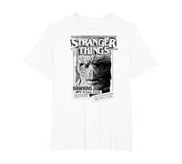 Stranger Things Newspaper Vecna Maglietta, Uomo Taglie Grandi, Bianco, 2X Tall