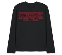 Stranger Things Outline Logo T-Shirt Unisex a Maniche Lunghe, Nero, L