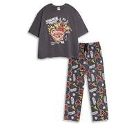 Stranger Things Pigiama Donna - Hellfire Club Maglietta e Pantaloni Lunghi | Vanilla Underground, Stemma Grafico, Stampa Personaggi All-Over, Look Halloween, Natale, Regali per Lei