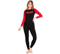 Stranger Things Pigiama Donna Pigiama Invernale Donna a Maniche Lunghe in Cotone S-XL - Pigiami Ragazza Gadget Regalo (Nero/Rosso, S)