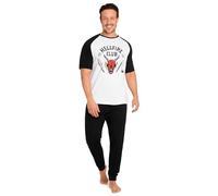 Stranger Things Pigiama Uomo Cotone Lungo Invernale - Pigiama Ragazzo Manica Corta Taglie Forti M-3XL - Pigiami Divertenti (Nero/Bianco, M)