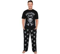 Stranger Things Pigiama Uomo Set, T-Shirt e Pantaloni Lungo, Abbigliamento da Casa con Tasche, Regalo Uomo Adolescenti (2XL, Nero)