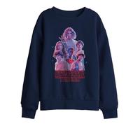 Stranger Things Pink Glow Group - Felpa per Bambini, Blu Navy, 12-13