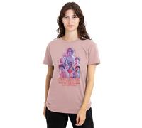 Stranger Things Pink Glow Group Ladies T Shirt, Black, Small