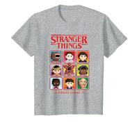 Stranger Things Pixel Group Select Character Maglietta, Bambini, Grigio Melange, 10 Anni