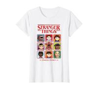 Stranger Things Pixel Group Select Character Maglietta, Donna, Bianco, XL