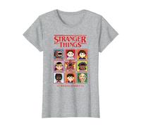 Stranger Things Pixel Group Select Character Maglietta, Donna, Grigio Melange, L