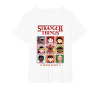 Stranger Things Pixel Group Select Character Maglietta, Donna Plus-Size, Bianco, 1X