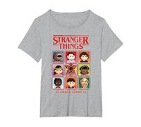 Stranger Things Pixel Group Select Character Maglietta, Donna Plus-Size, Grigio Melange, 2X