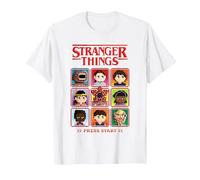 Stranger Things Pixel Group Select Character Maglietta, Uomo, Bianco, 5XL