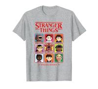 Stranger Things Pixel Group Select Character Maglietta, Uomo, Grigio Melange, M