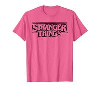Stranger Things Punk Logo Black Maglietta, Uomo, Rosa mélange, S
