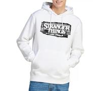 Stranger Things Punk Logo Felpa con Cappuccio Unisex, Bianco, S