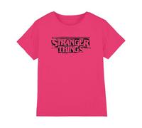 Stranger Things Punk Logo Nero T-Shirt Bambini, Rosa Acceso, 9-11 A