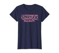 Stranger Things Punk Logo Pink Maglietta, Donna, Navy, XL