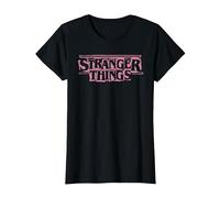 Stranger Things Punk Logo Pink Maglietta, Donna, Nero, XL
