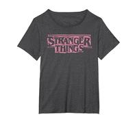 Stranger Things Punk Logo Pink Maglietta, Donna Plus-Size, Grigio Scuro, 6X