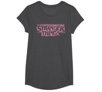 Stranger Things Punk Logo Pink Maglietta, Ragazze, Grigio Scuro, L