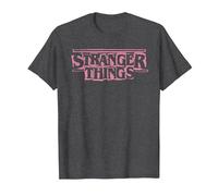 Stranger Things Punk Logo Pink Maglietta, Uomo, Grigio Scuro, 6XL