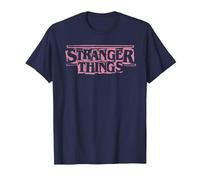 Stranger Things Punk Logo Pink Maglietta, Uomo, Navy, S