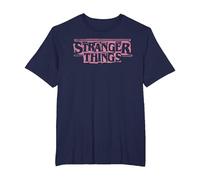 Stranger Things Punk Logo Pink Maglietta, Uomo Taglie Grandi, Navy, 2X Tall