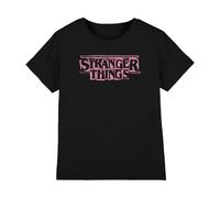 Stranger Things Punk Logo Rosa T-Shirt Bambini, Nero, 9-11 A