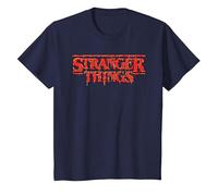 Stranger Things Red Drip Logo Maglietta, Bambini, Navy, 6 Anni