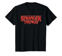Stranger Things Red Drip Logo Maglietta, Bambini, Nero, 10 Anni